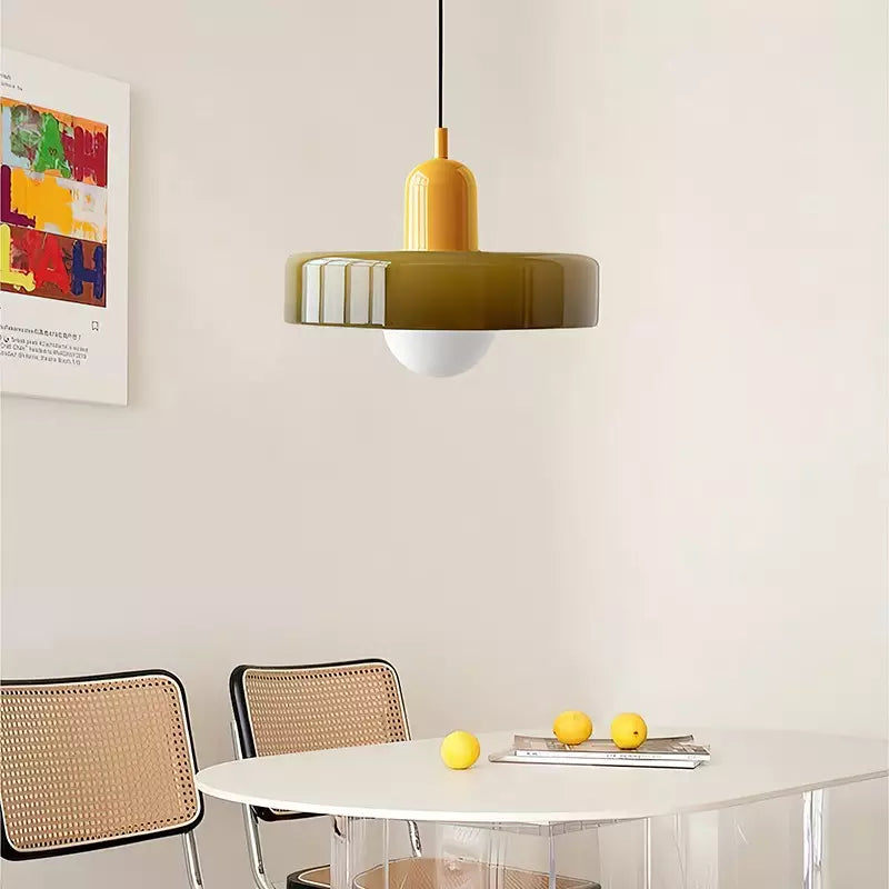 Kolorowa Lampa Wisząca w stylu Bauhaus - StiloGlas-25 x 18 cm-Zielony-Czerwony-Trend Polska