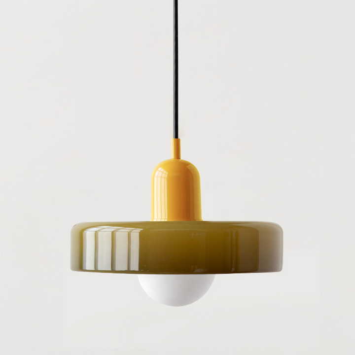 Kolorowa Lampa Wisząca w stylu Bauhaus - StiloGlas-25 x 18 cm-Zielony-Czerwony-Trend Polska