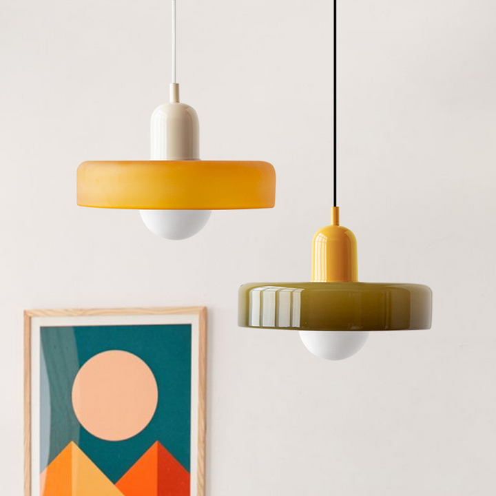 Kolorowa Lampa Wisząca w stylu Bauhaus - StiloGlas-25 x 18 cm-Zielony-Czerwony-Trend Polska