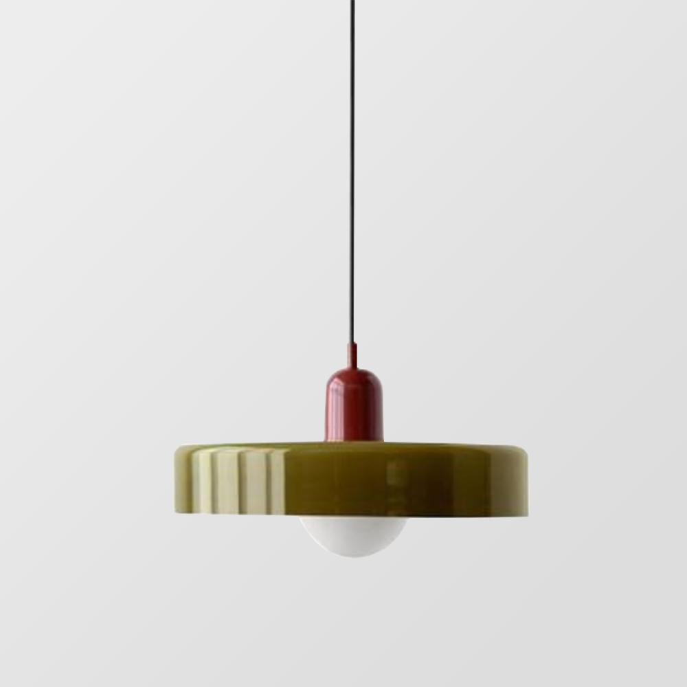 Kolorowa Lampa Wisząca w stylu Bauhaus - StiloGlas-25 x 18 cm-Zielony-Czerwony-Trend Polska