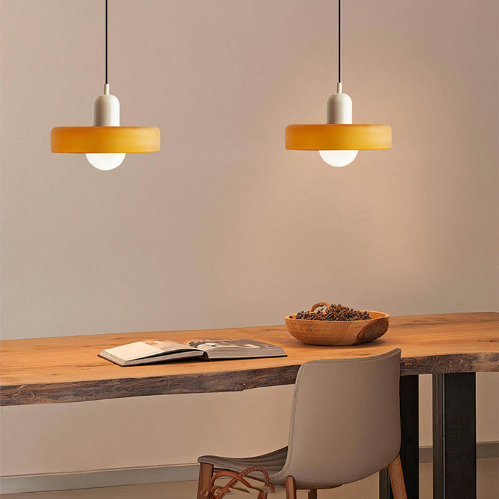 Kolorowa Lampa Wisząca w stylu Bauhaus - StiloGlas-25 x 18 cm-Zielony-Czerwony-Trend Polska