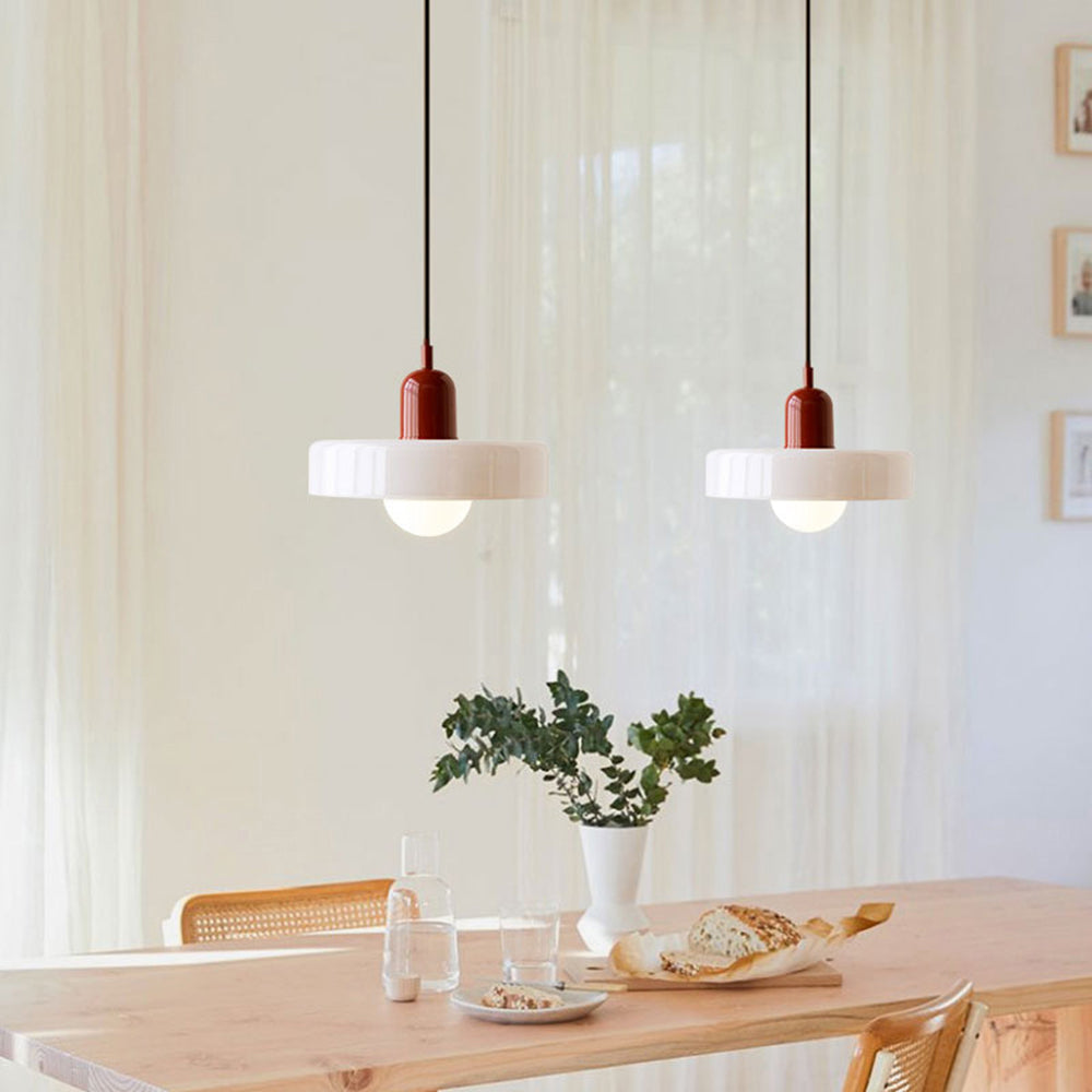 Kolorowa Lampa Wisząca w stylu Bauhaus - StiloGlas-25 x 18 cm-Zielony-Czerwony-Trend Polska