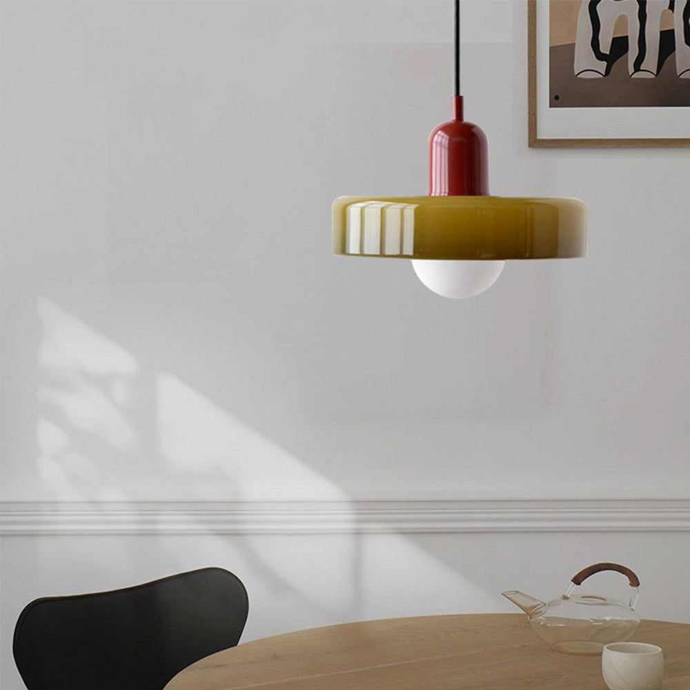 Kolorowa Lampa Wisząca w stylu Bauhaus - StiloGlas-25 x 18 cm-Zielony-Czerwony-Trend Polska