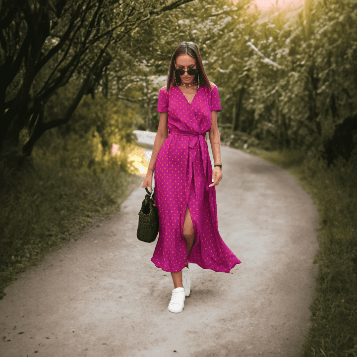 Kolorowa letnia sukienka - Luna-Fioletowy-S-Trend Polska