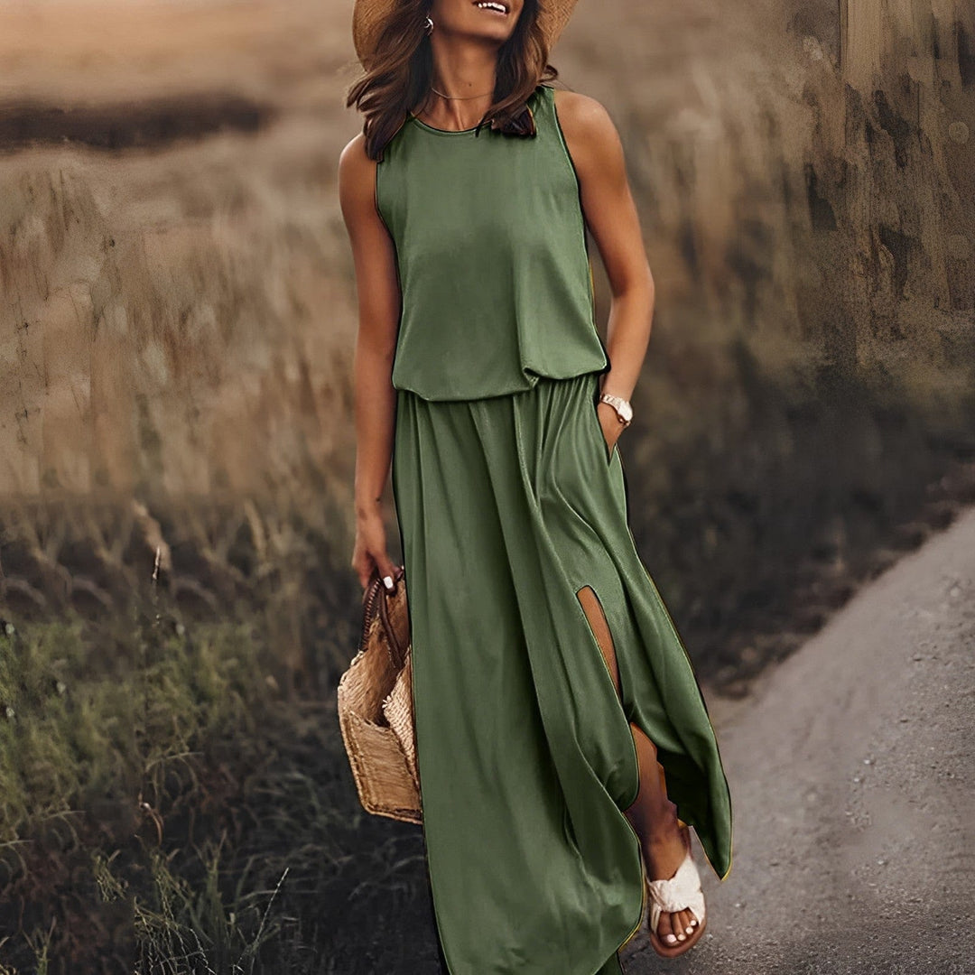 Kolorowa Stylowa Sukienka Letnia - Sophie Richter-Ciemnozielony-S-50% ZNIŻKI!-Trend Polska