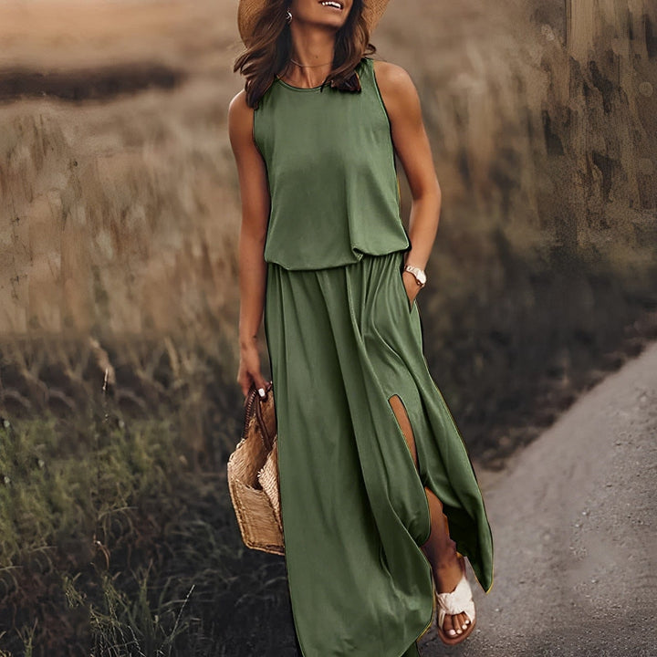 Kolorowa Stylowa Sukienka Letnia - Sophie Richter-Ciemnozielony-S-50% ZNIŻKI!-Trend Polska