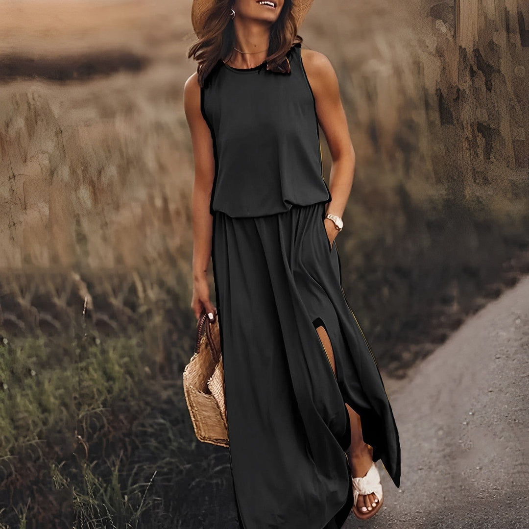 Kolorowa Stylowa Sukienka Letnia - Sophie Richter-Czarny-S-50% ZNIŻKI!-Trend Polska