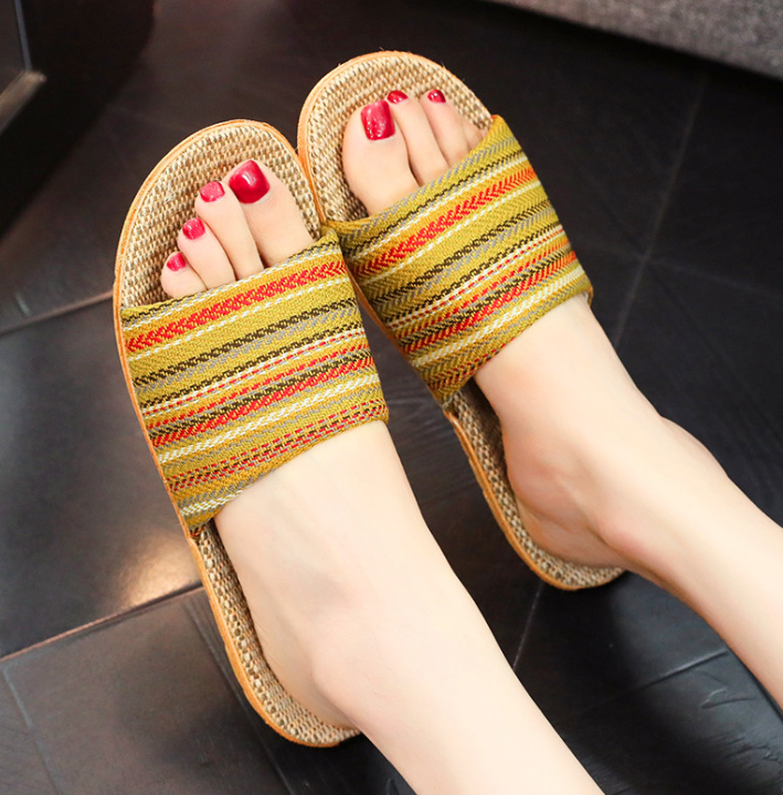 Kolorowe Damskie Boho Klapki Plażowe – Livia-Żółty-35-Trend Polska