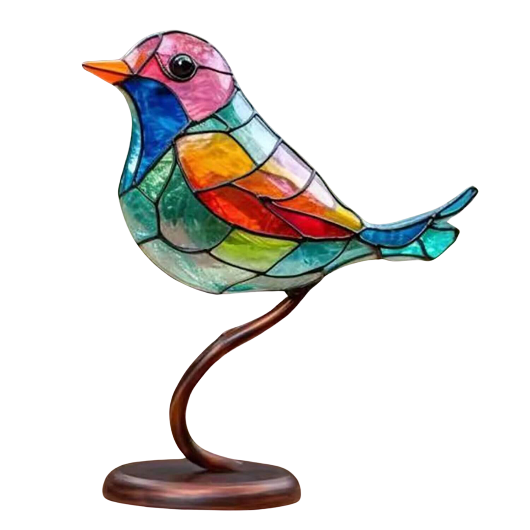 Kolorowe Ptaki na Gałęzi Dekoracyjna Rzeźba - ColorBirds-Pewność siebie-Trend Polska