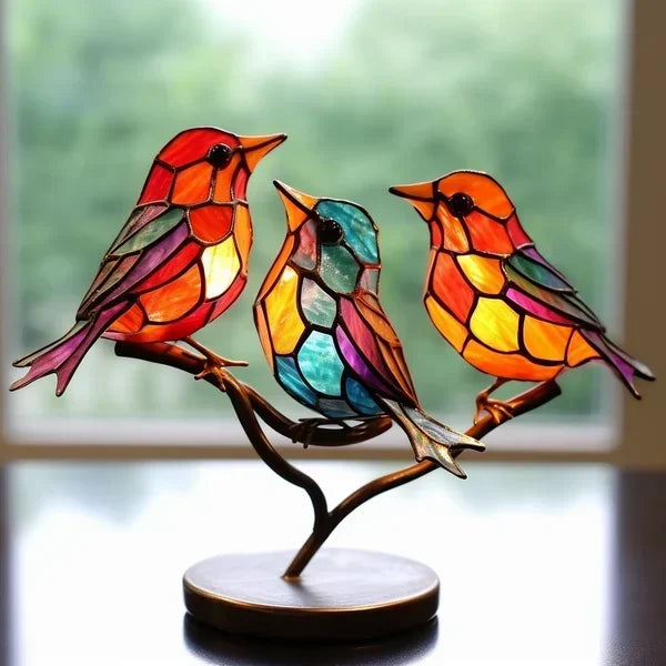 Kolorowe Szklane Ptaki do Eleganckiego Wnętrza - ChicGlass Birds-3 Ptaki (typ 1)-Trend Polska
