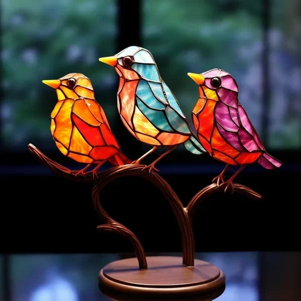 Kolorowe Szklane Ptaki do Eleganckiego Wnętrza - ChicGlass Birds-3 ptaki (typ 2)-Trend Polska