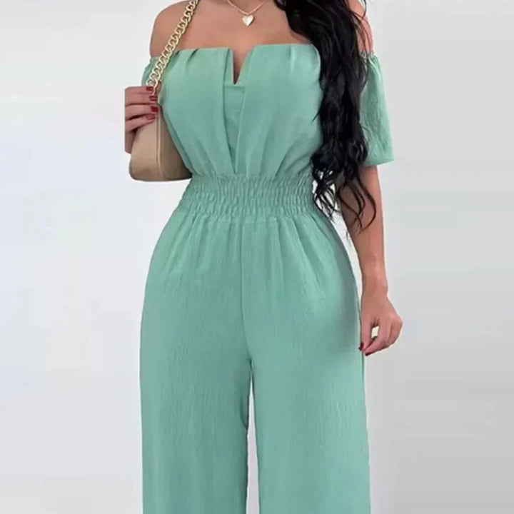 Kombinezon Off-Shoulder z Krótkimi Rękawami – Lina-Jasnozielony-S-Trend Polska