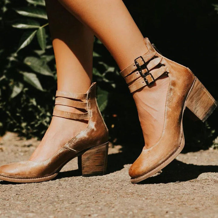 Komfortowe i stylowe damskie skórzane buty z antypoślizgową podeszwą – Amalia-Brązowy-34-Trend Polska