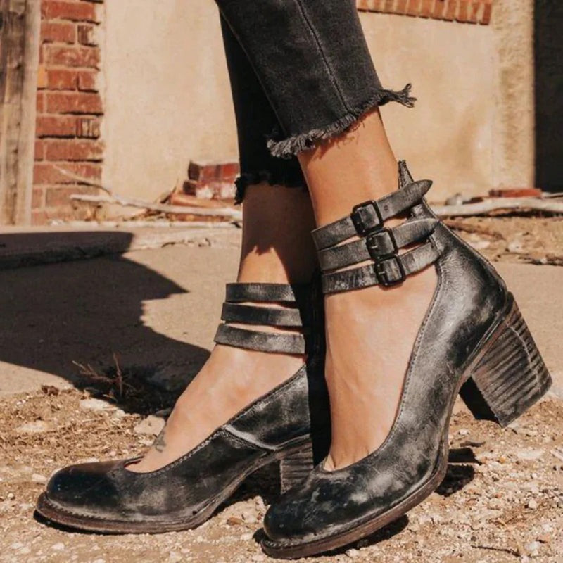 Komfortowe i stylowe damskie skórzane buty z antypoślizgową podeszwą – Amalia-Czarny-34-Trend Polska