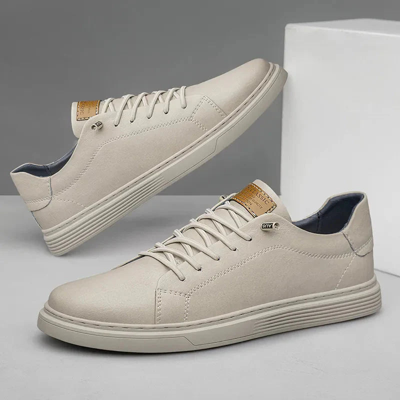 Komfortowe skórzane sneakersy męskie Oxford - Ethan-38-Biały-Trend Polska