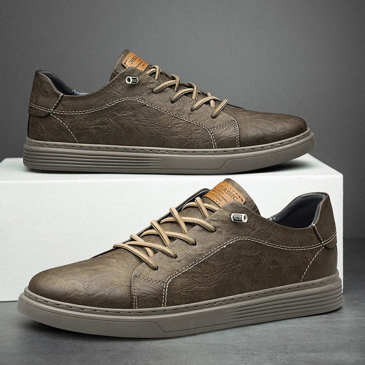 Komfortowe skórzane sneakersy męskie Oxford - Ethan-38-Brązowy-Trend Polska