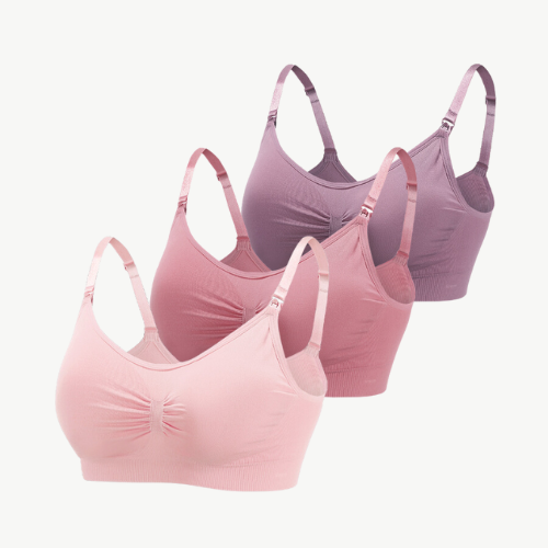 Komfortowy biustonosz do karmienia (Zestaw 3) – NurtureFit-Różowy Mauve Fioletowy-M-Trend Polska