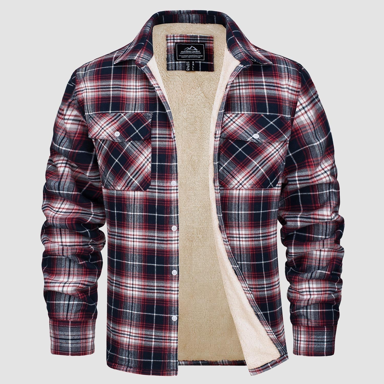 Komfortowy Fleece Koszula - Ruben-Białe Czerwone-S-Trend Polska