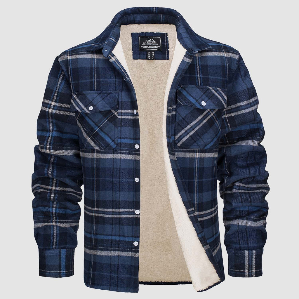 Komfortowy Fleece Koszula - Ruben-Niebiesko Szary-S-Trend Polska