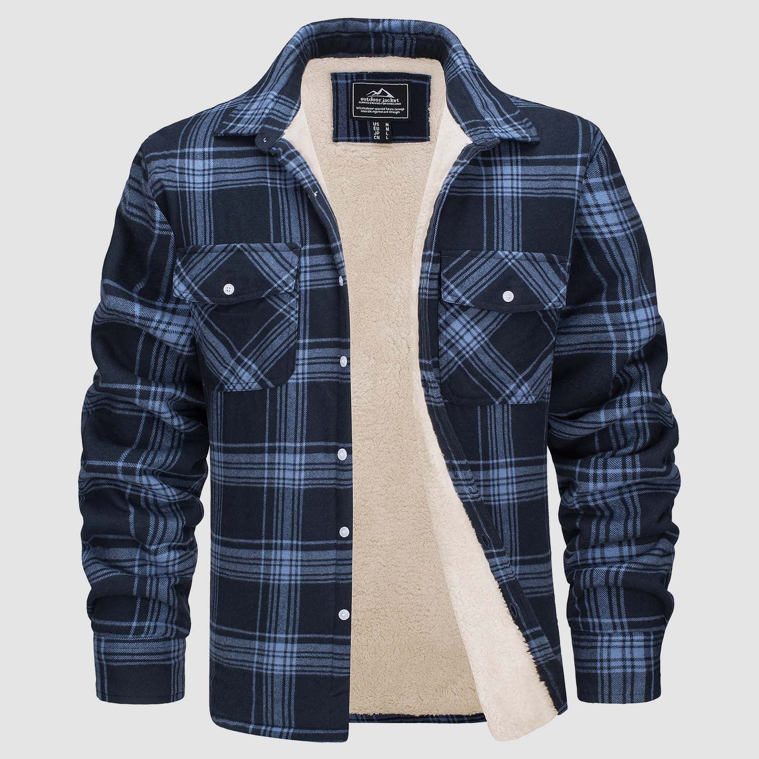 Komfortowy Fleece Koszula - Ruben-Szary Niebieski-S-Trend Polska