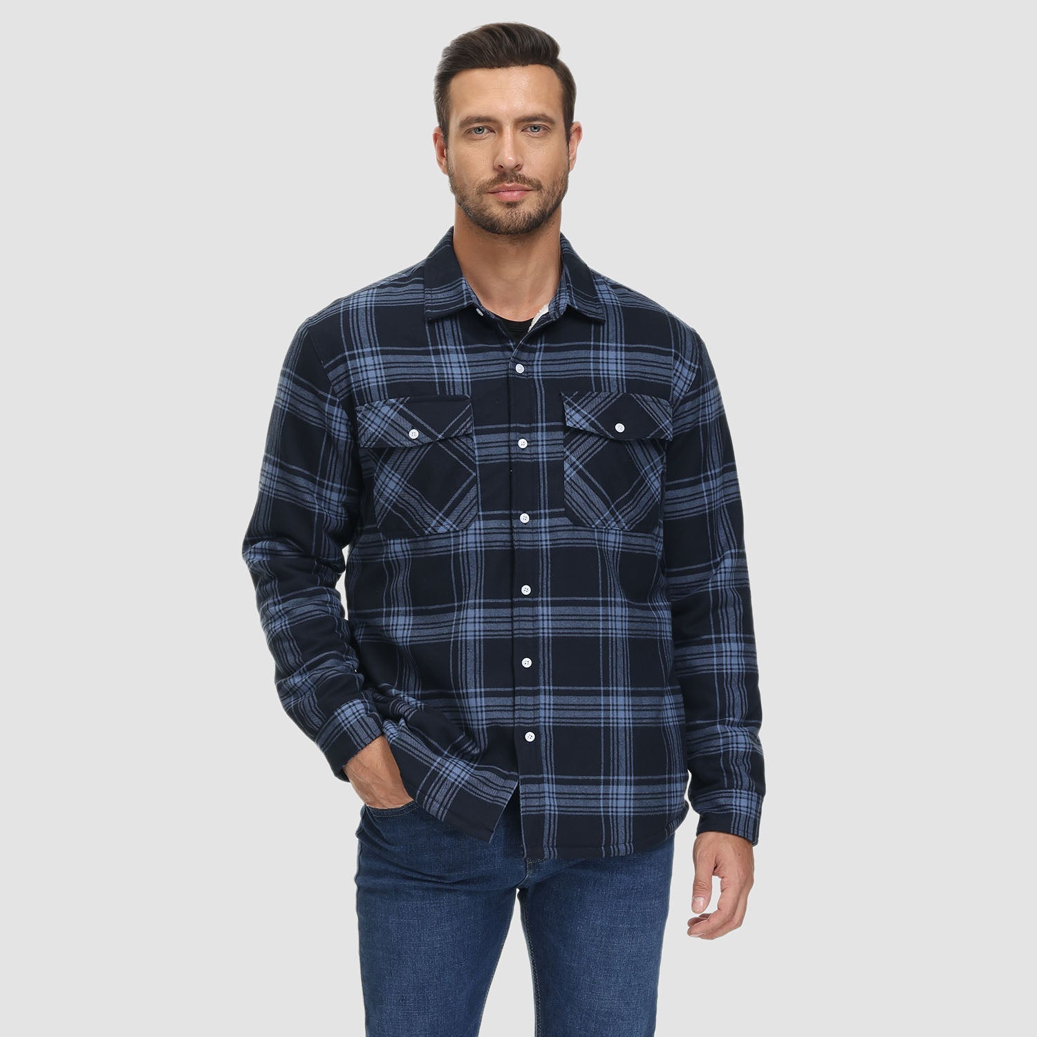 Komfortowy Fleece Koszula - Ruben-Brązowy-S-Trend Polska