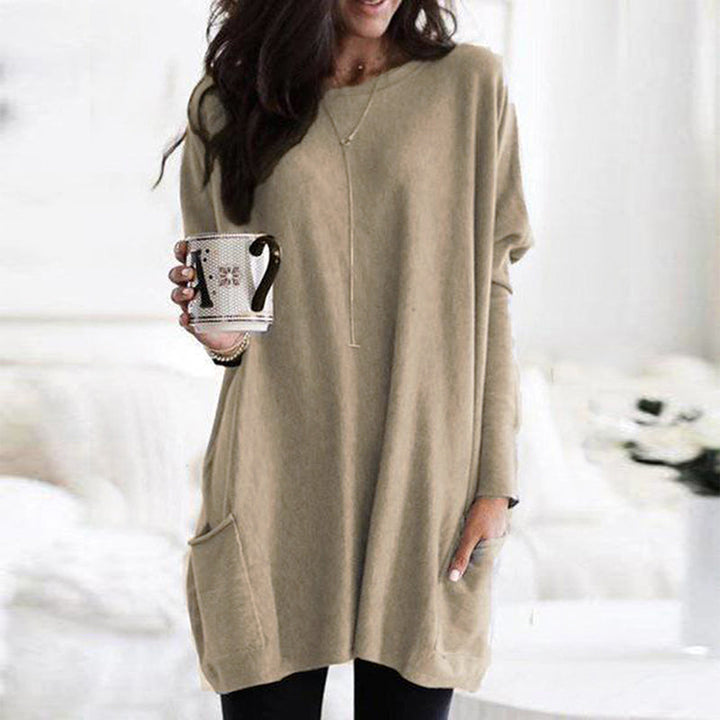 Komfortowy sweter damski - Lina-Beżowy-S-Trend Polska