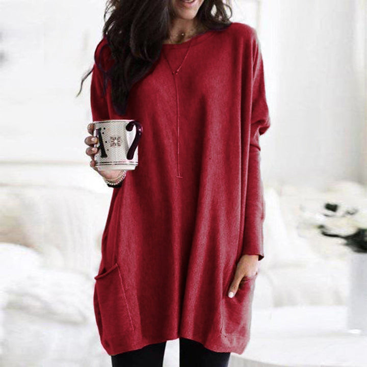 Komfortowy sweter damski - Lina-Bordeaux-S-Trend Polska