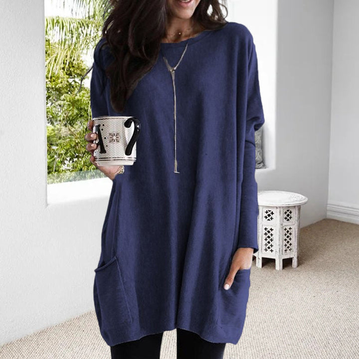 Komfortowy sweter damski - Lina-Ciemnoniebieski-S-Trend Polska