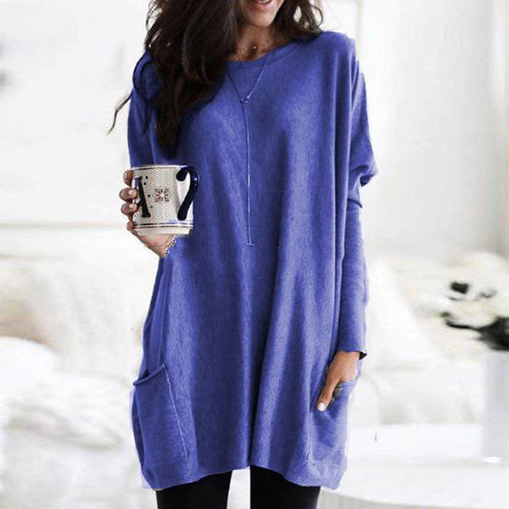 Komfortowy sweter damski - Lina-Jasnoniebieski-S-Trend Polska