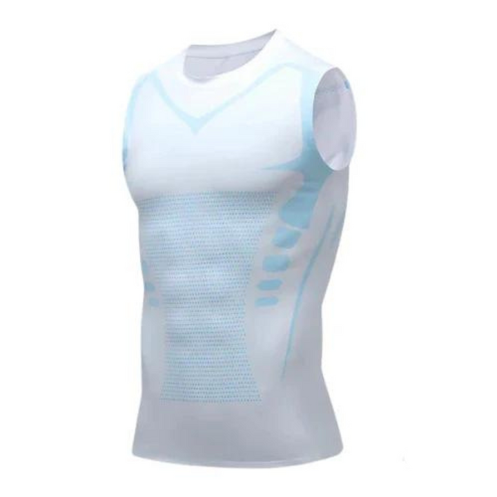 Korygująca koszula męska – CoreForm Bodyshape-Biały Niebieski-S (50-70kg)-Trend Polska