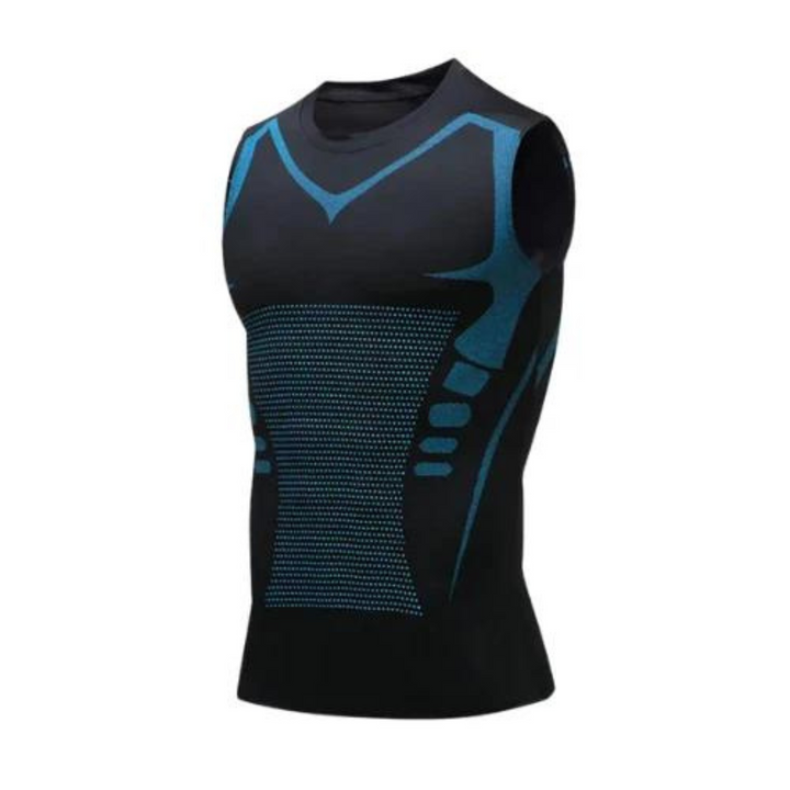 Korygująca koszula męska – CoreForm Bodyshape-Czarny Niebieski-S (50-70kg)-Trend Polska