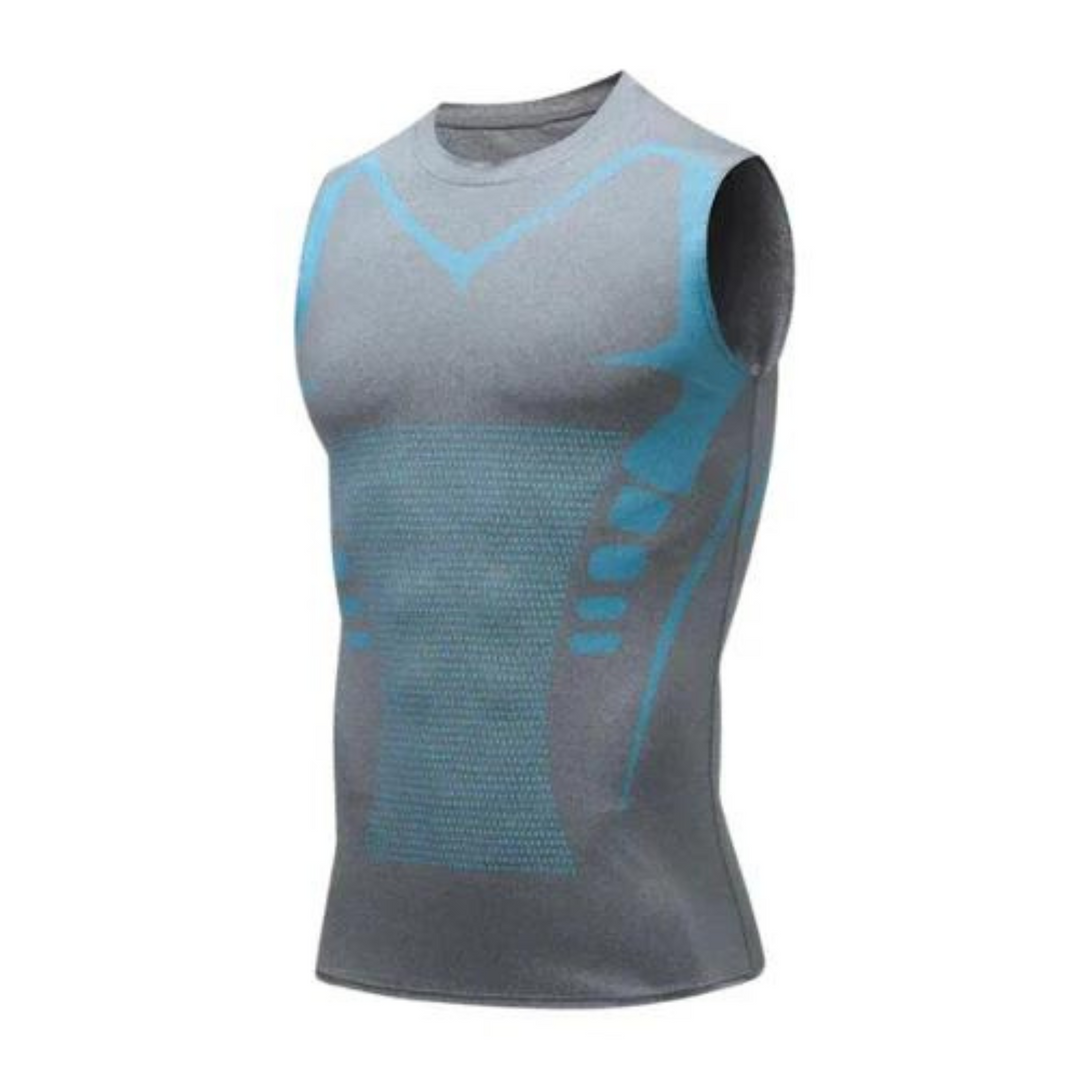 Korygująca koszula męska – CoreForm Bodyshape-Szary Niebieski-S (50-70kg)-Trend Polska
