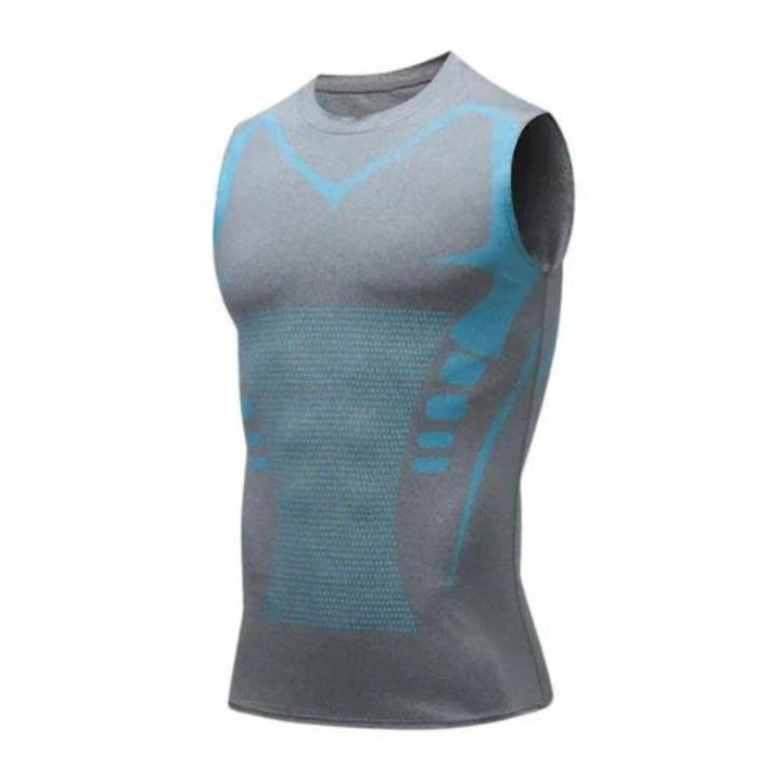 Korygująca koszula męska – CoreForm Bodyshape-Szary Niebieski-S (50-70kg)-Trend Polska