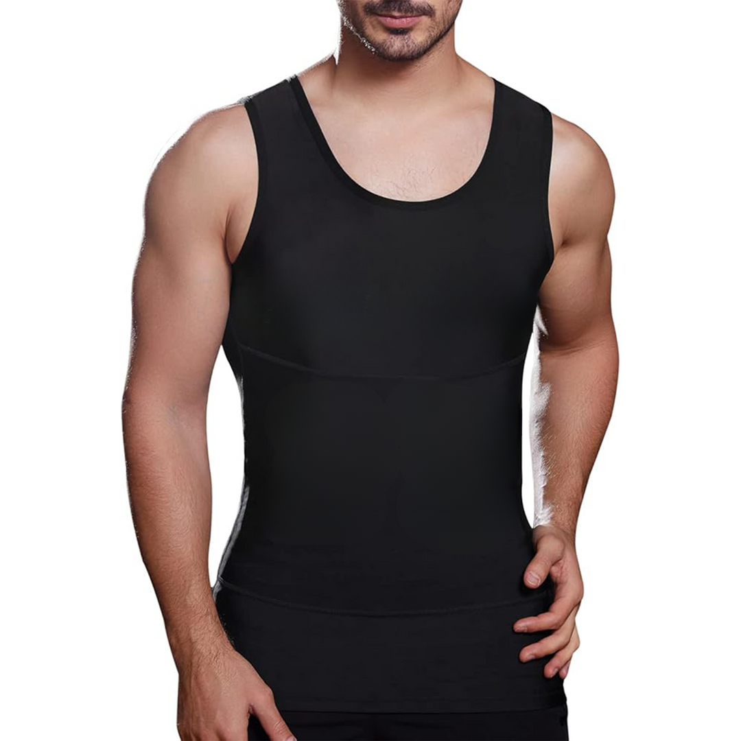 Korygująca koszula męska z efektem modelującym – Noah-Czarny-M (50-65kg)-Trend Polska