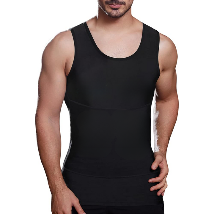 Korygująca koszula męska z efektem modelującym – Noah-Czarny-M (50-65kg)-Trend Polska