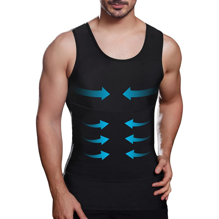 Korygująca koszula męska z efektem modelującym – Noah-Czarny-M (50-65kg)-Trend Polska