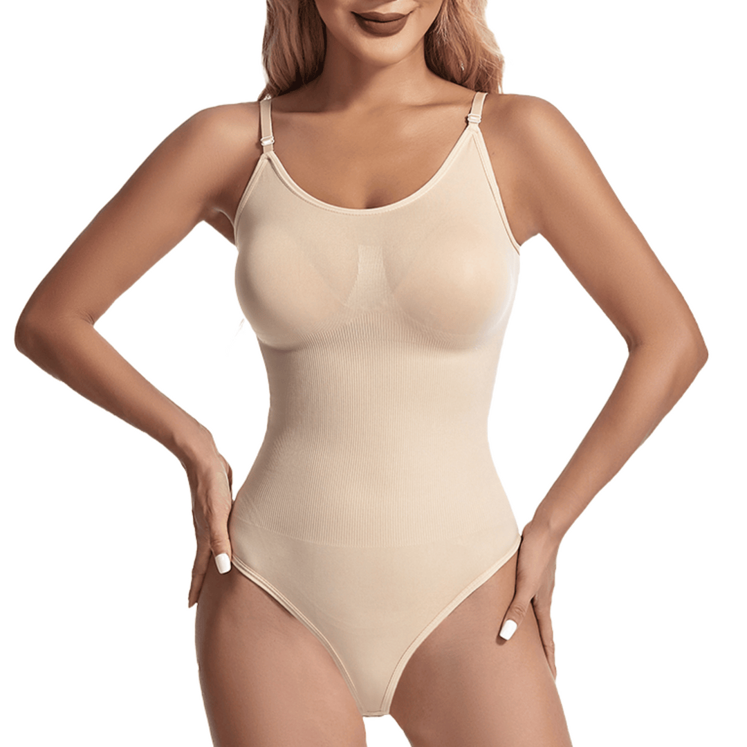 Korygujący bezszwowy bodysuit string – Aveline-Beżowy-S-Trend Polska