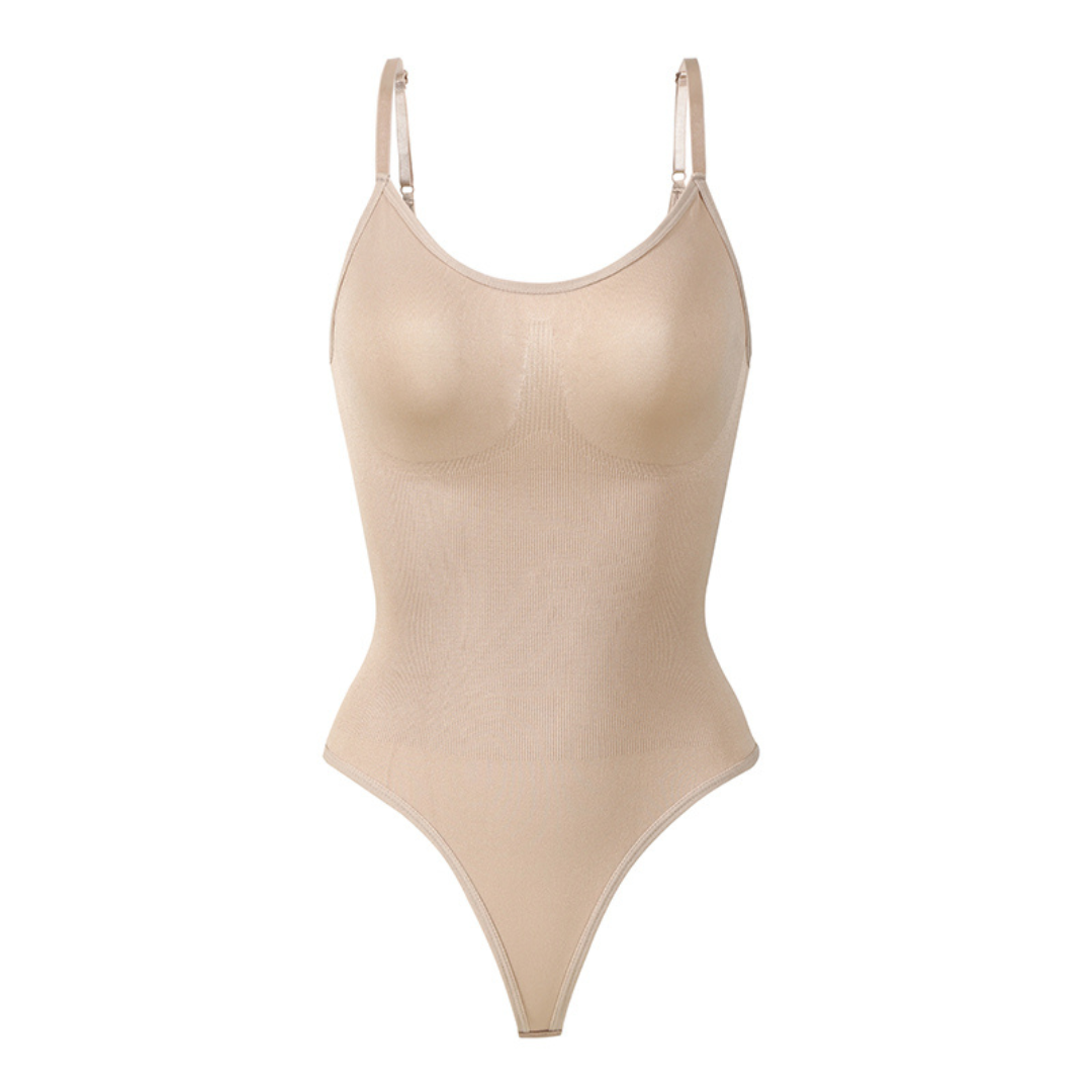 Korygujący bezszwowy bodysuit string – SculptEase-Beżowy-S-Trend Polska
