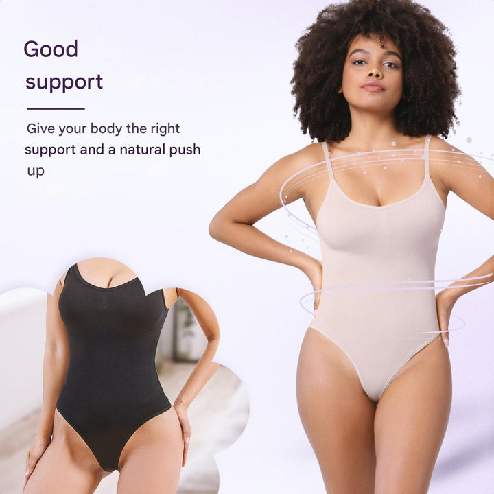 Korygujący bezszwowy bodysuit string – SculptEase-Czarny-S-Trend Polska