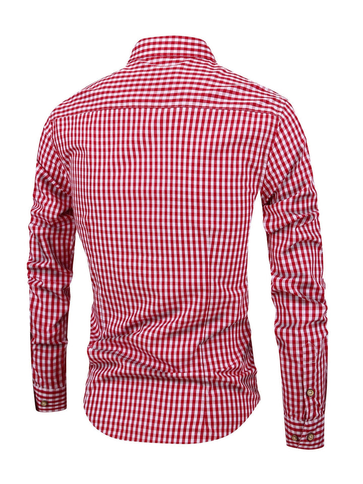 Koszula męska w kratę z wygodnym krojem – Jules-Ciemnoniebieski-XS-Trend Polska