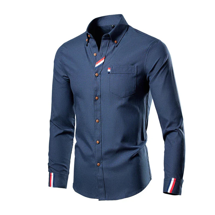 Koszula męska z długimi rękawami - Liam-Marine-S-Trend Polska
