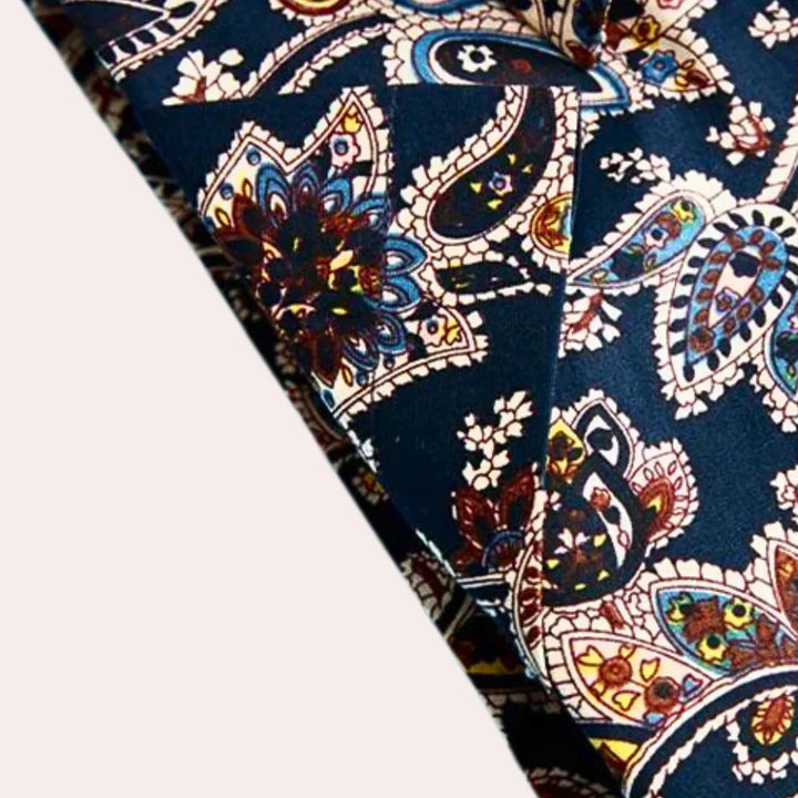 Koszula męska z kwiatowym wzorem i krótkim rękawem – Florado-Pomarańczowy-S-Trend Polska