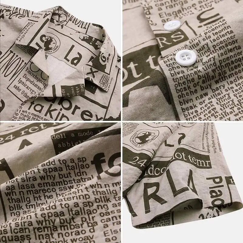 Koszula z nadrukiem gazetowym i zapięciem na guziki - Milo-Czarny-S-Trend Polska