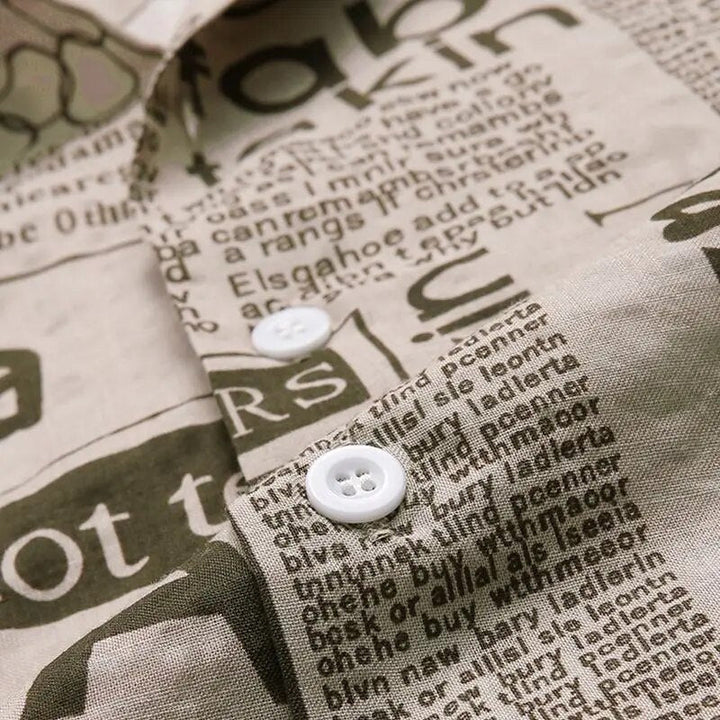 Koszula z nadrukiem gazetowym i zapięciem na guziki - Milo-Czarny-S-Trend Polska