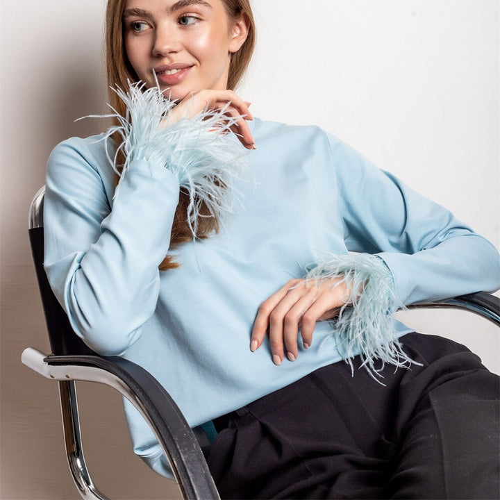 Koszulka damska z długim rękawem – Noa-Niebieski-S-Trend Polska