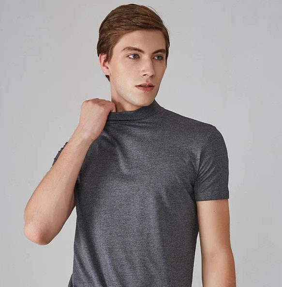 Koszulka funkcjonalna z kołnierzem typu turtleneck dla mężczyzn – Adrian-Biały-S-Trend Polska