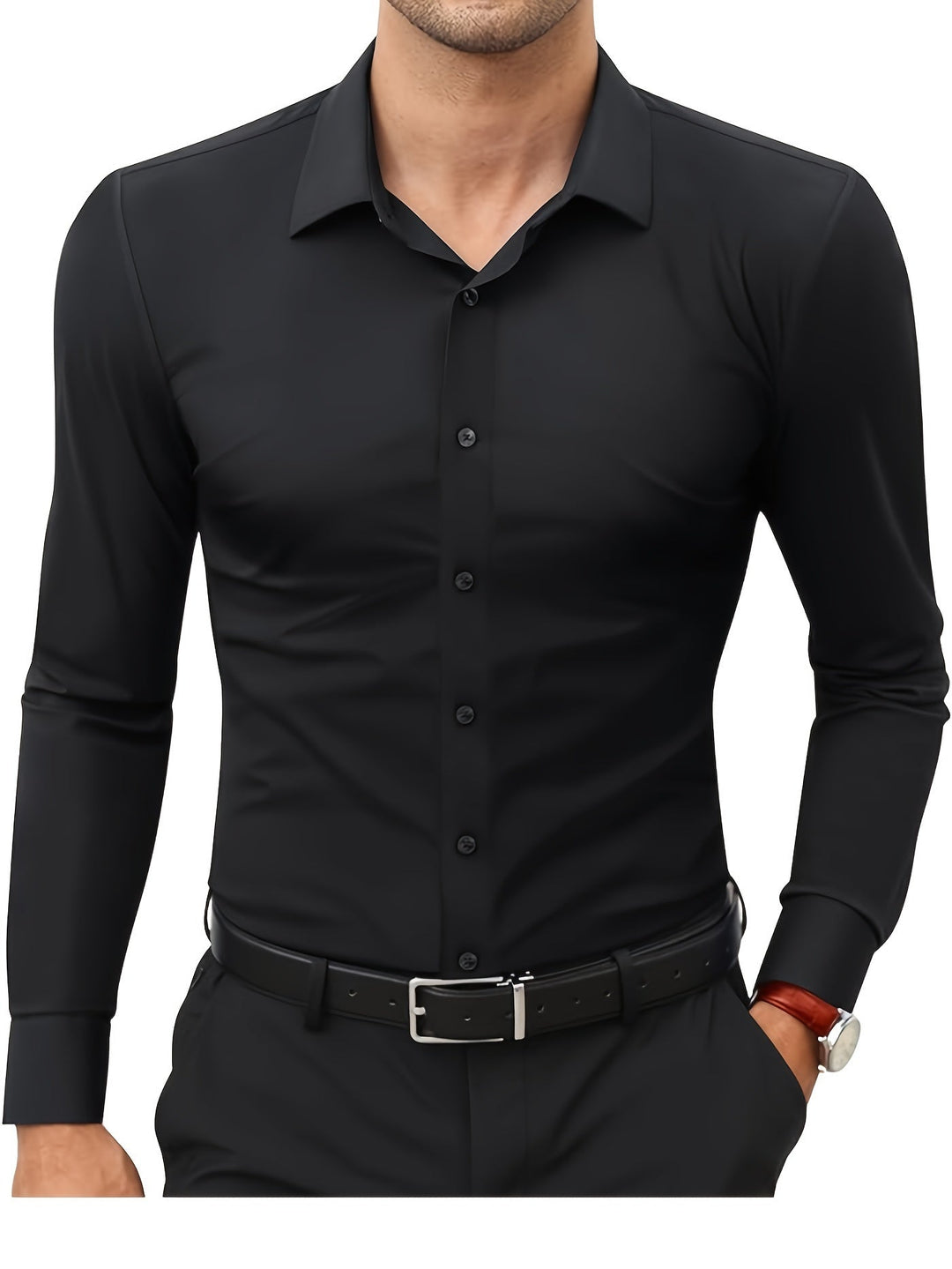 Koszulka męska komfortowa z elastycznego materiału - Julian-XS-Czarny-Trend Polska
