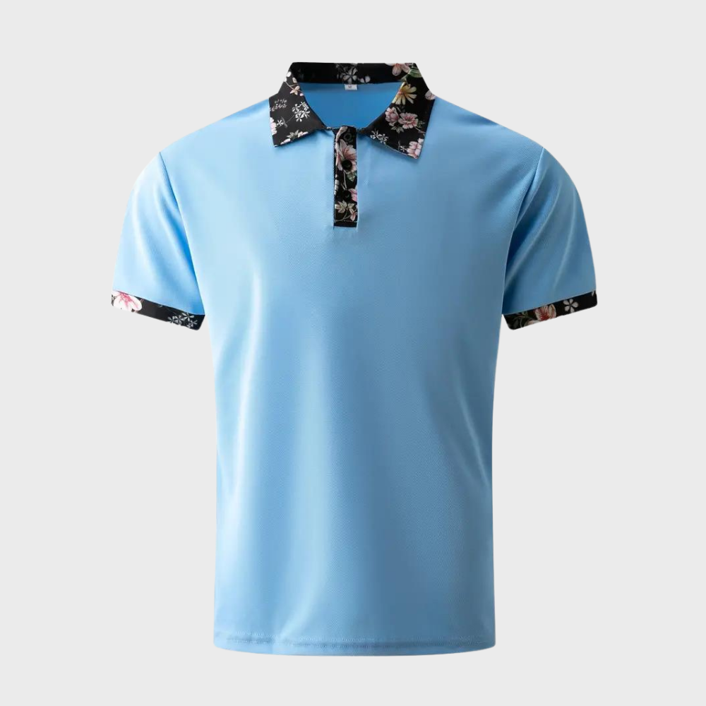 Koszulka polo męska z subtelny nadrukiem - Noah-Czarny-XS-Trend Polska