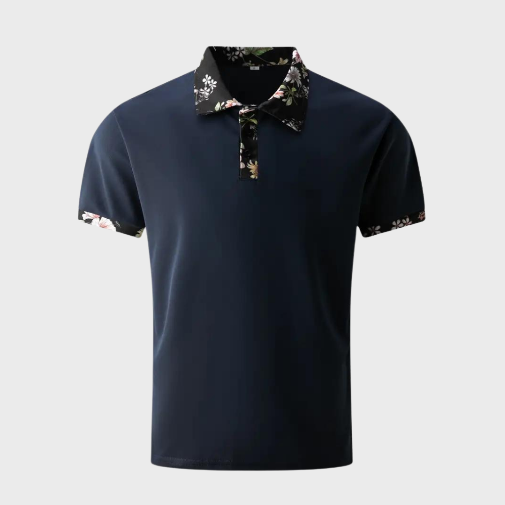 Koszulka polo męska z subtelny nadrukiem - Noah-Czarny-XS-Trend Polska