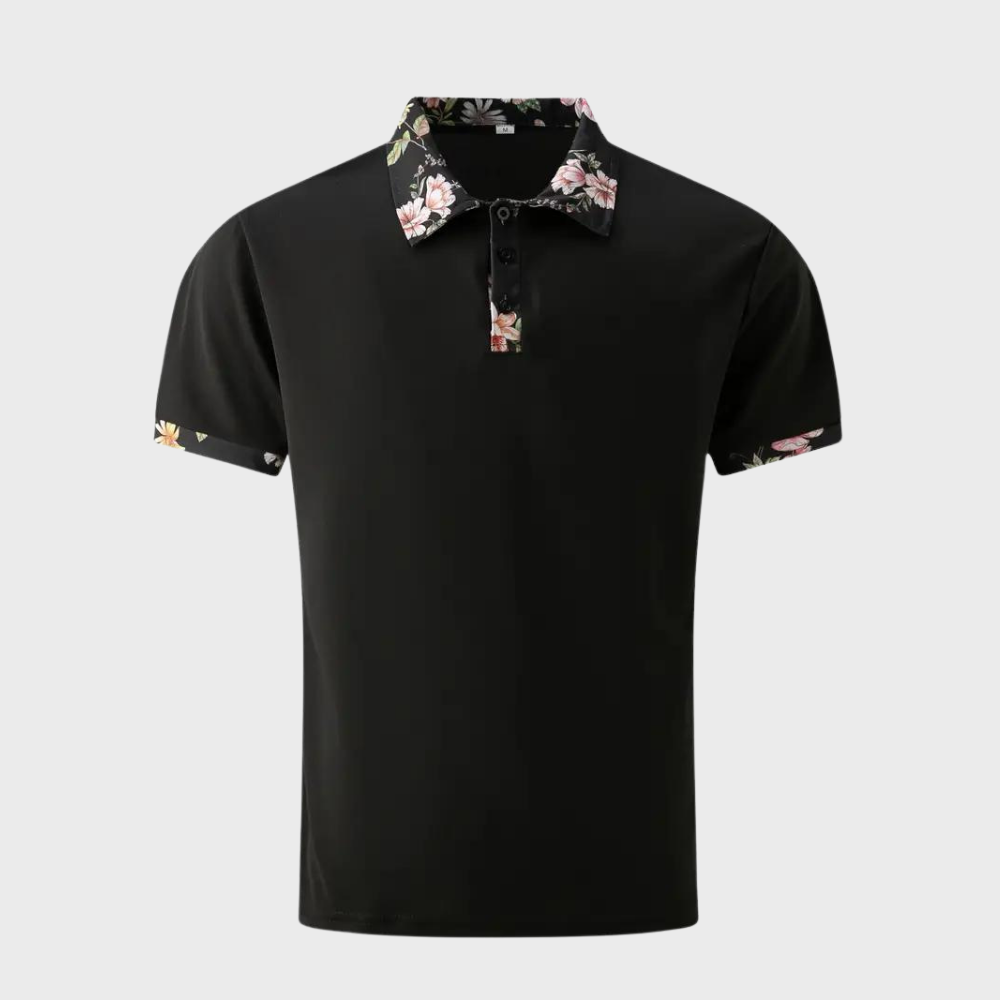 Koszulka polo męska z subtelny nadrukiem - Noah-Czarny-XS-Trend Polska